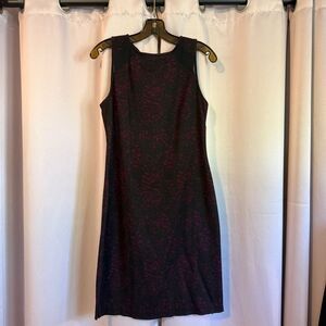 Banana Republic Black and Burgundy Sheath Midi Dress Sleeveless Crew Neck
